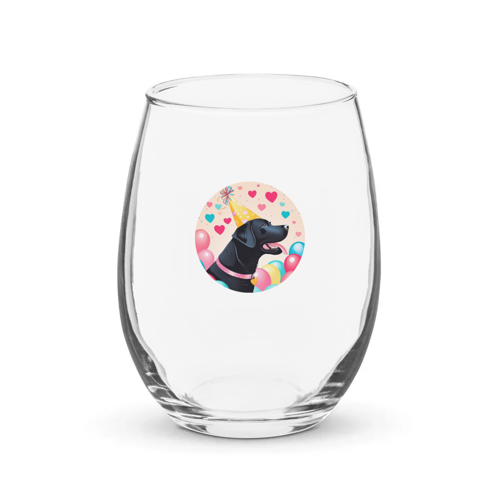 PugMug Custom Black Labrador Retriever Stemless Wine Glass