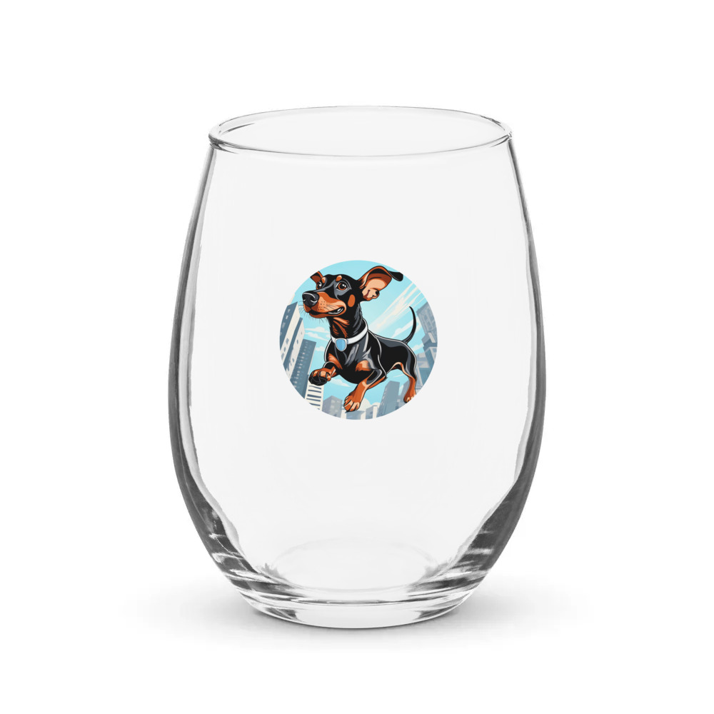 PugMug Custom Black Dachshund Stemless Wine Glass