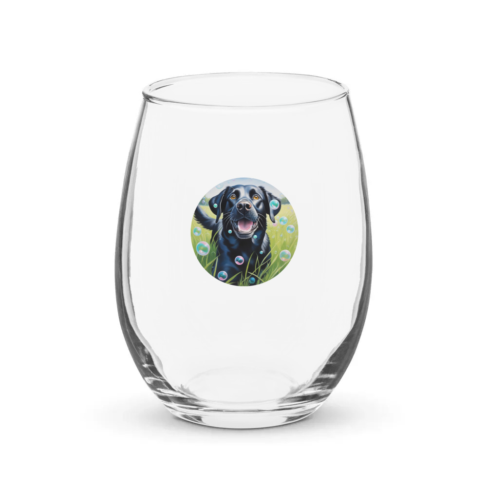 PugMug Custom Black Labrador Retriever Stemless Wine Glass