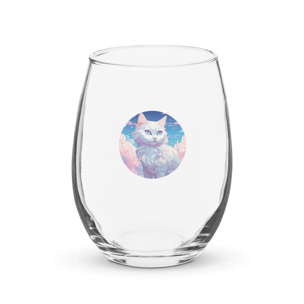 PugMug Custom White Companion Cat Stemless Wine Glass
