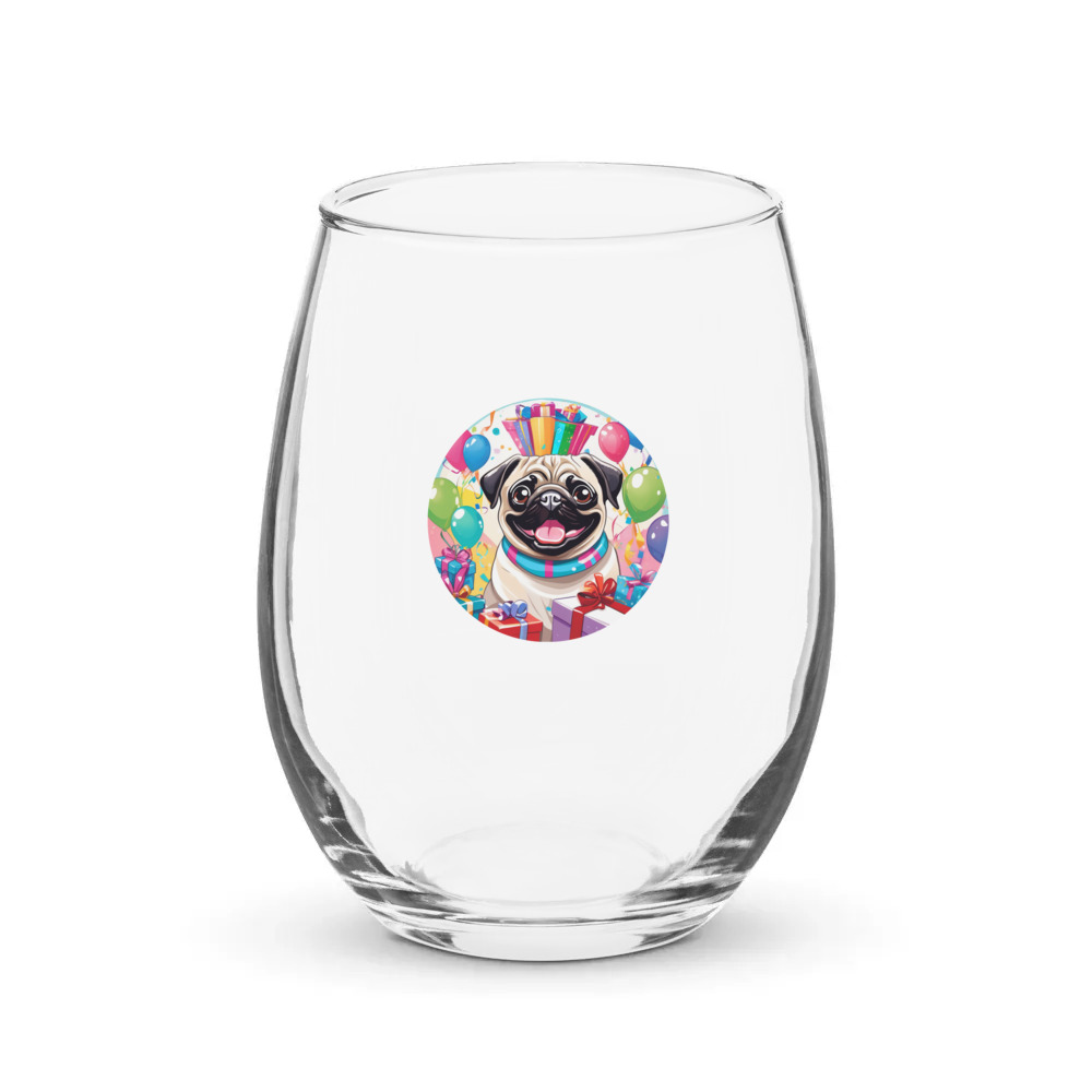 PugMug Custom Pug Stemless Wine Glass