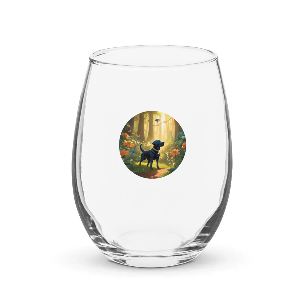 PugMug Custom Black Labrador Retriever Stemless Wine Glass