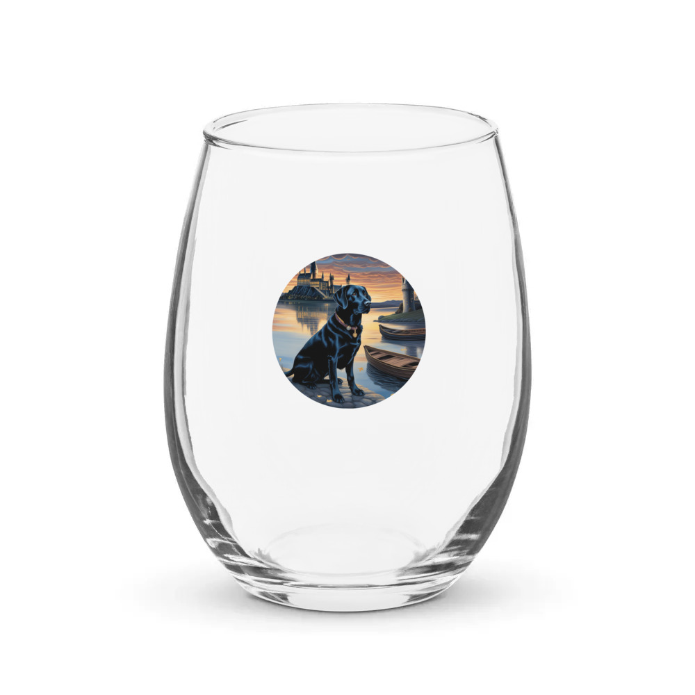PugMug Custom Black Labrador Retriever Stemless Wine Glass