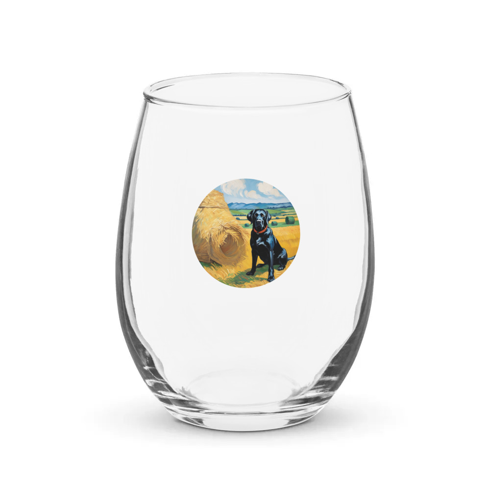 PugMug Custom Black Labrador Retriever Stemless Wine Glass