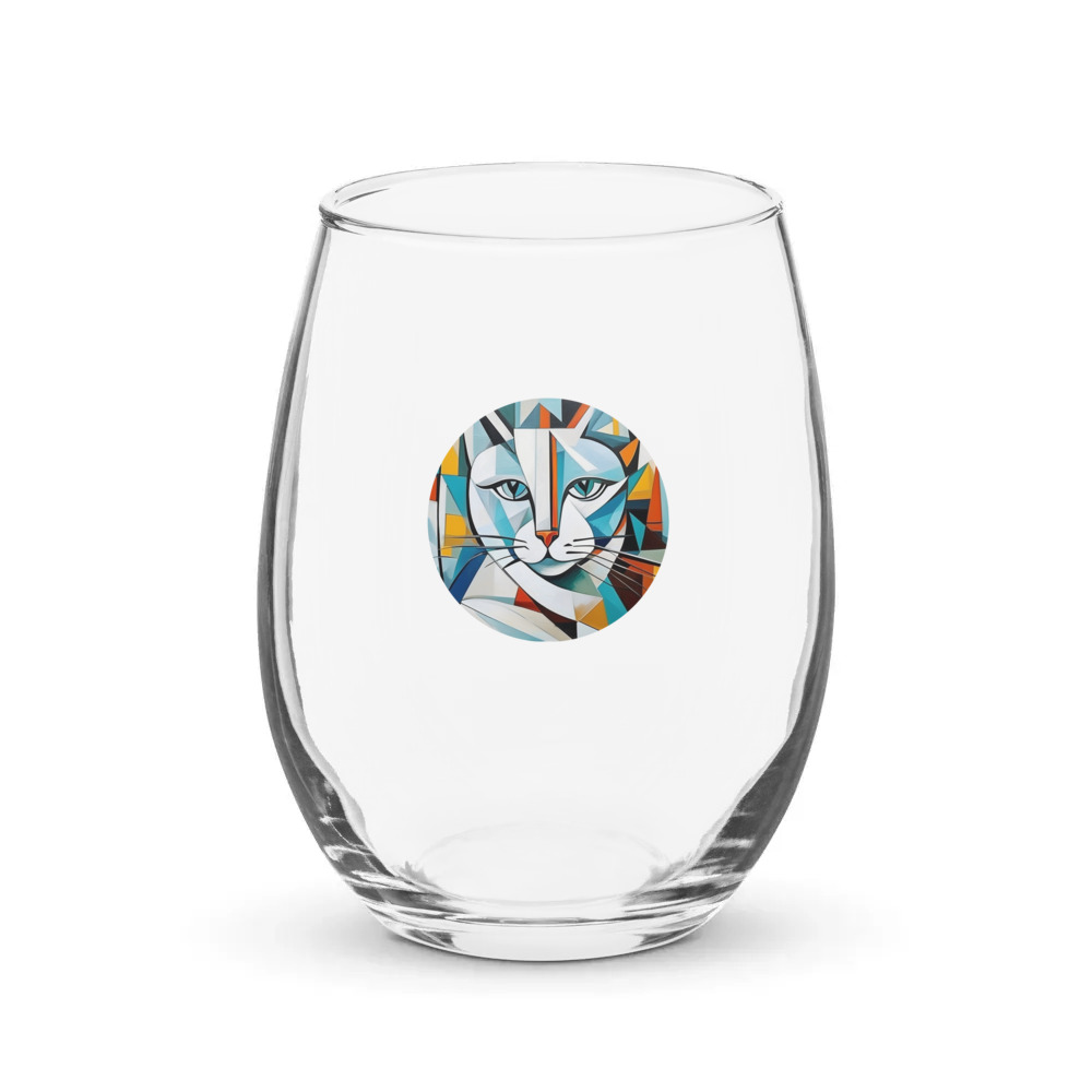 PugMug Custom White Companion Cat Stemless Wine Glass