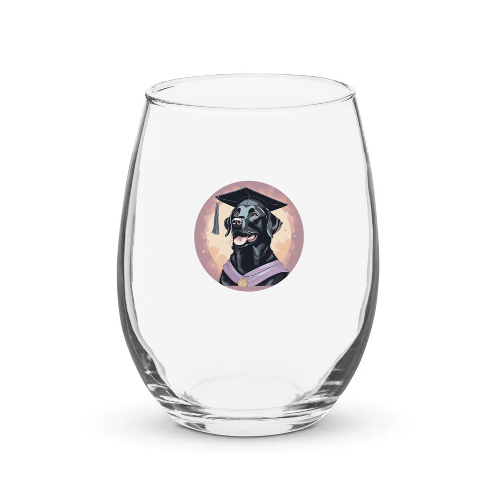 PugMug Custom Black Labrador Retriever Stemless Wine Glass