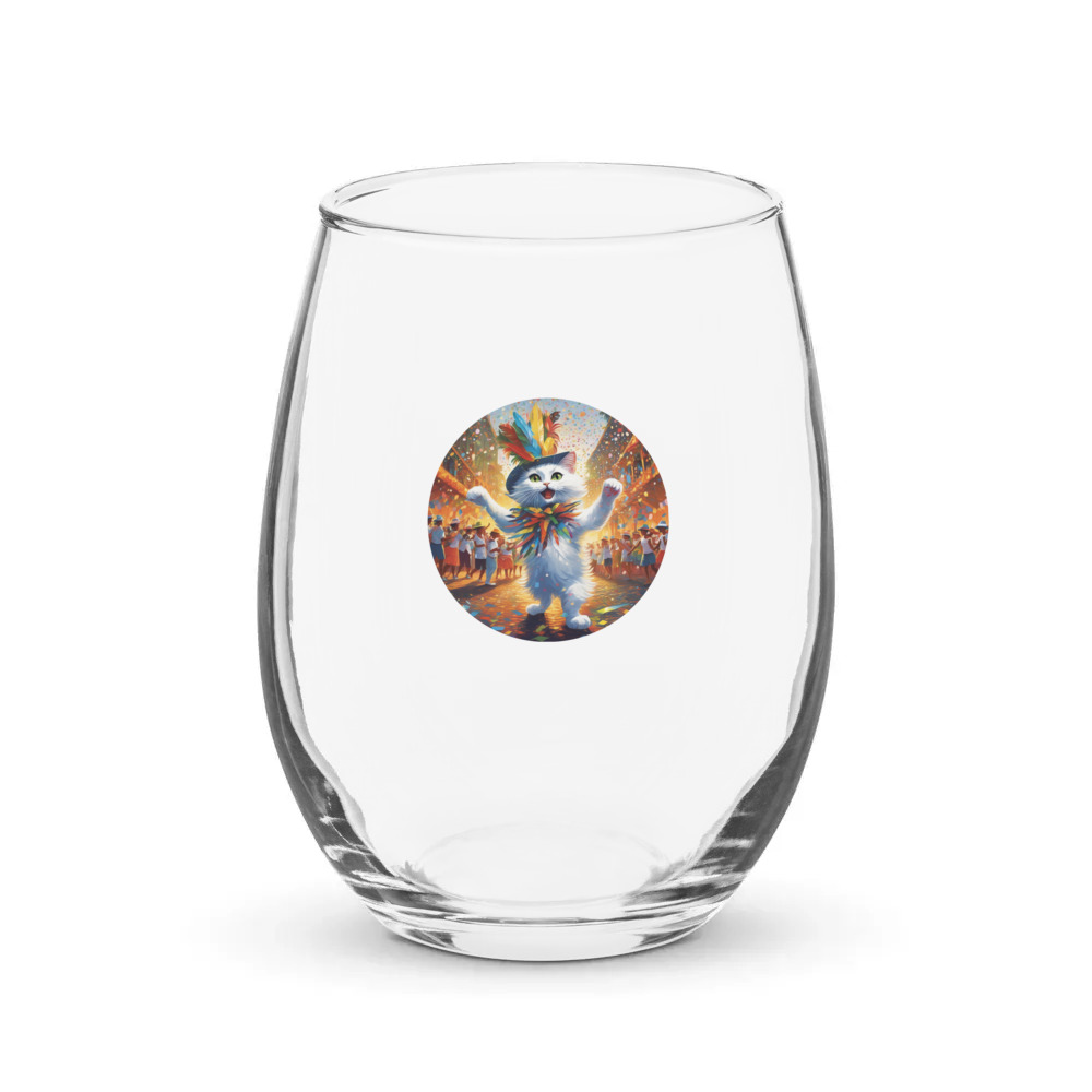 PugMug Custom White Companion Cat Stemless Wine Glass