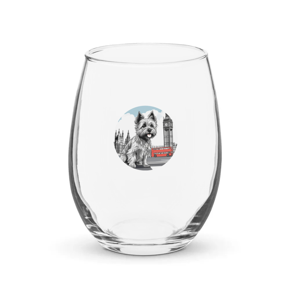 PugMug Custom Cairn Terrier Stemless Wine Glass