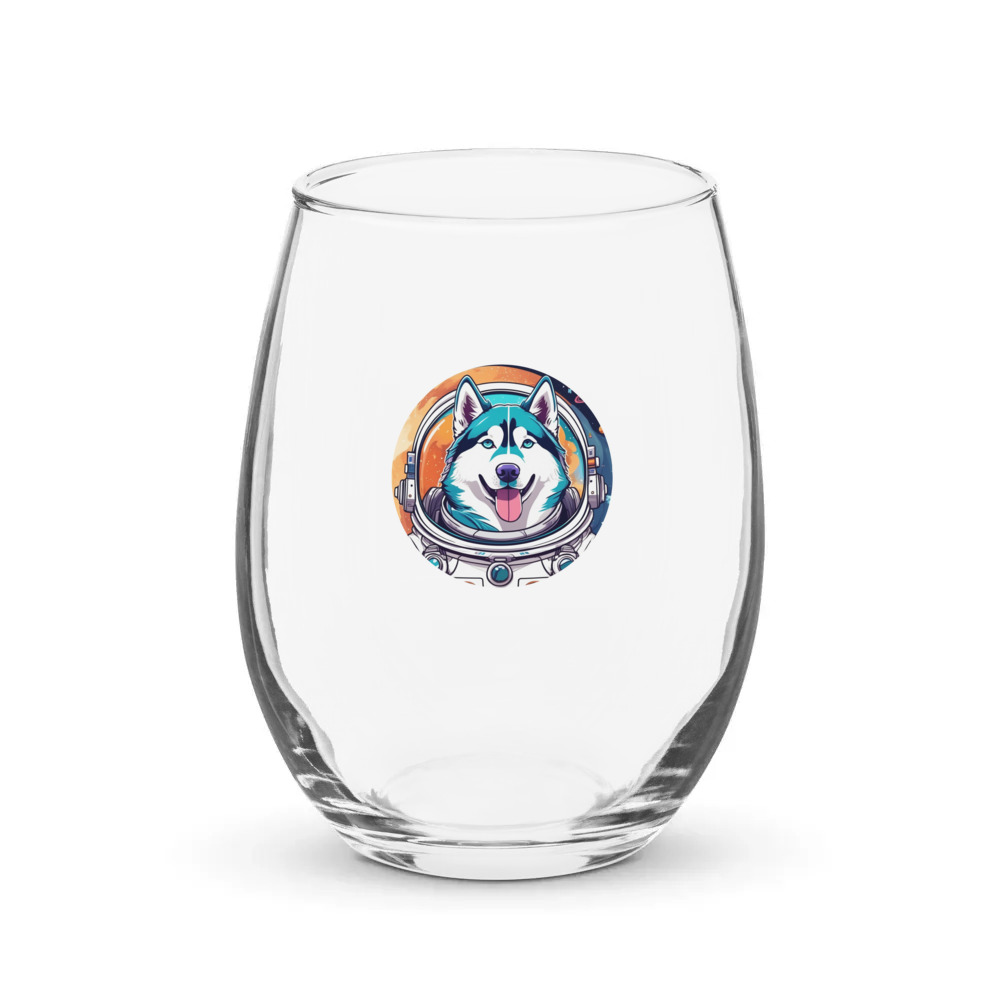 PugMug Custom Siberian Husky Stemless Wine Glass