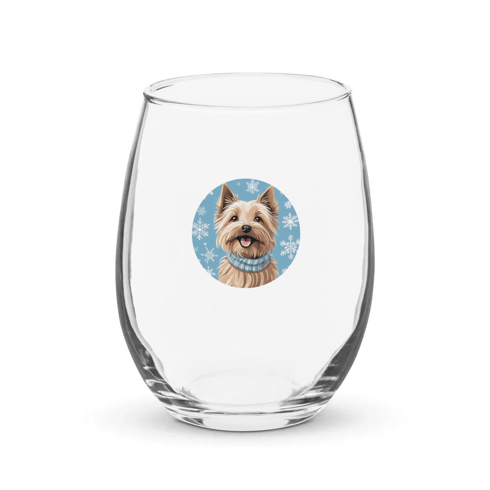 PugMug Custom Cairn Terrier Stemless Wine Glass