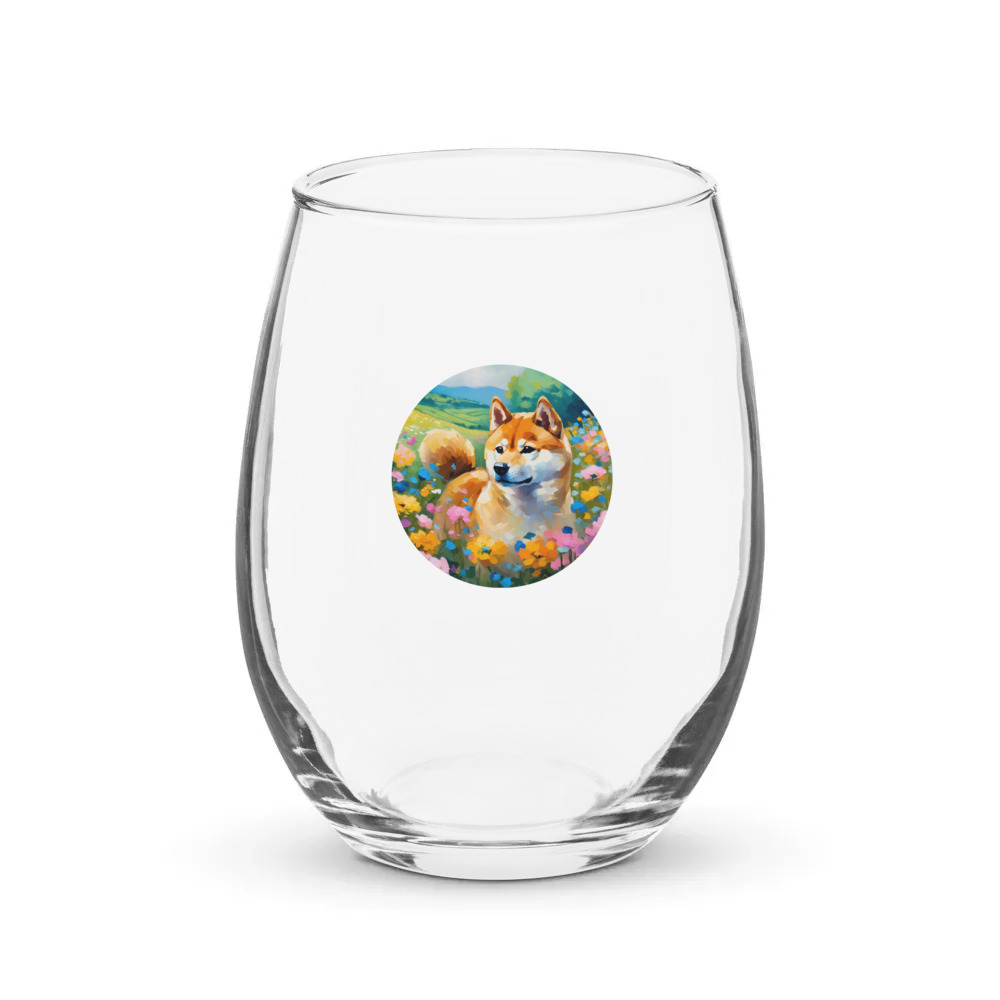 PugMug Custom Shiba Inu Stemless Wine Glass