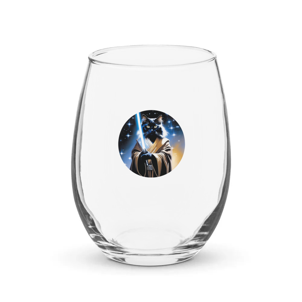 PugMug Custom Black Ragdoll Cat Stemless Wine Glass