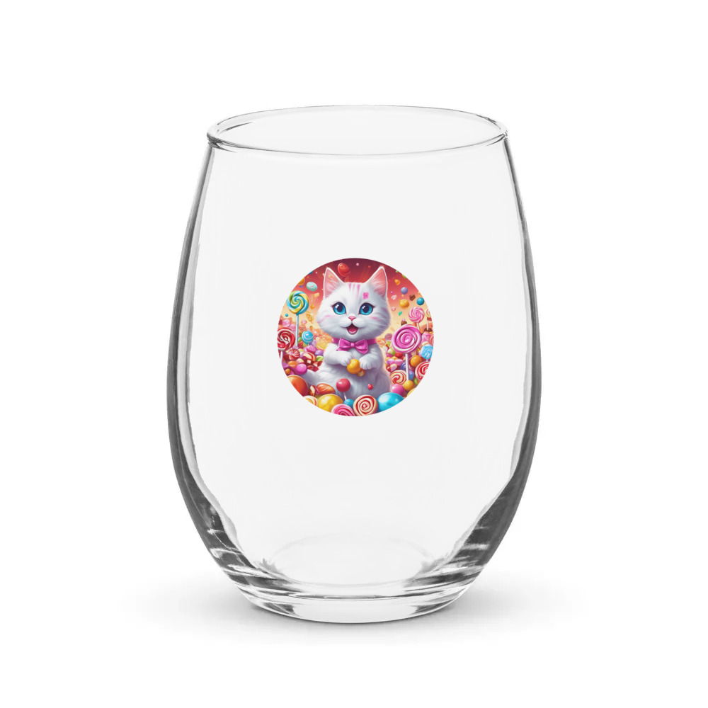 PugMug Custom White Companion Cat Stemless Wine Glass