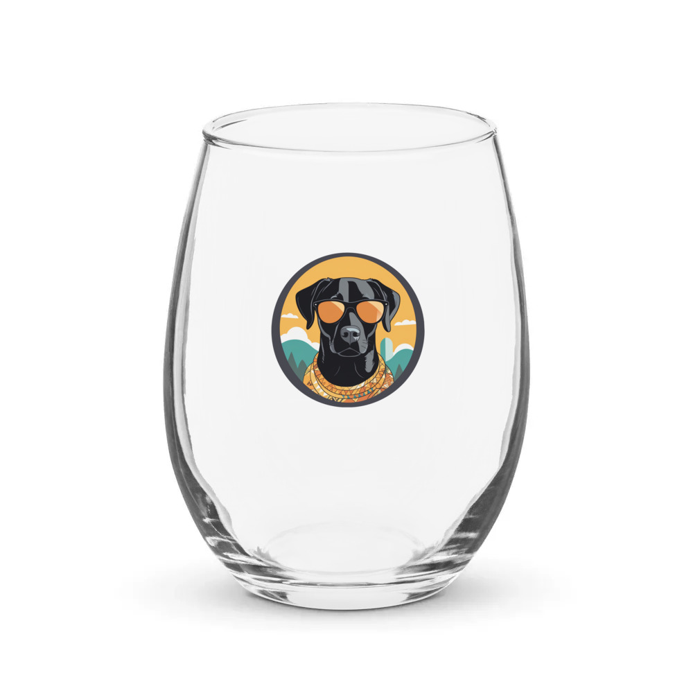 PugMug Custom Black Labrador Retriever Stemless Wine Glass