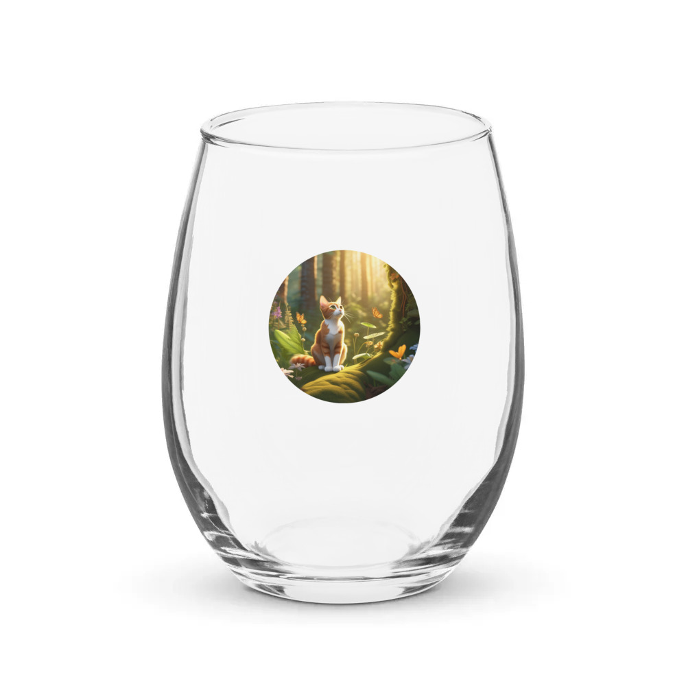 PugMug Custom Tabby Abyssinian Cat Stemless Wine Glass