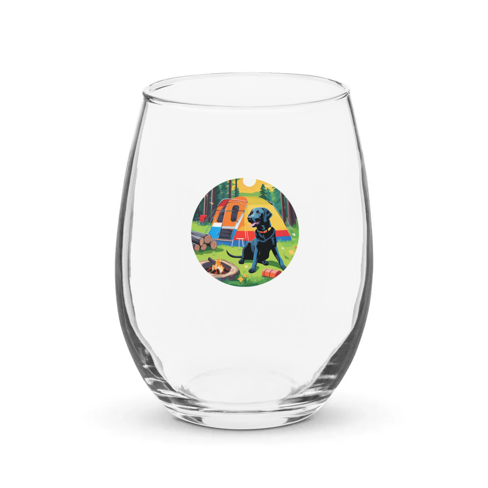 PugMug Custom Black Labrador Retriever Stemless Wine Glass