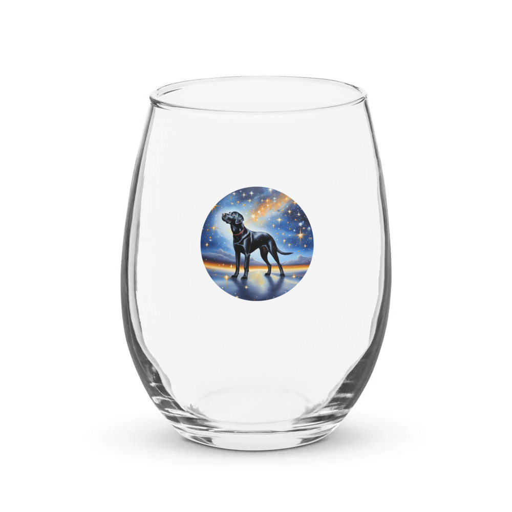 PugMug Custom Black Labrador Retriever Stemless Wine Glass
