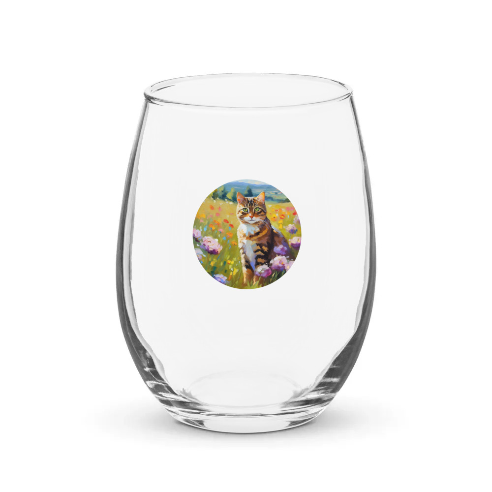 PugMug Custom Tabby Companion Cat Stemless Wine Glass