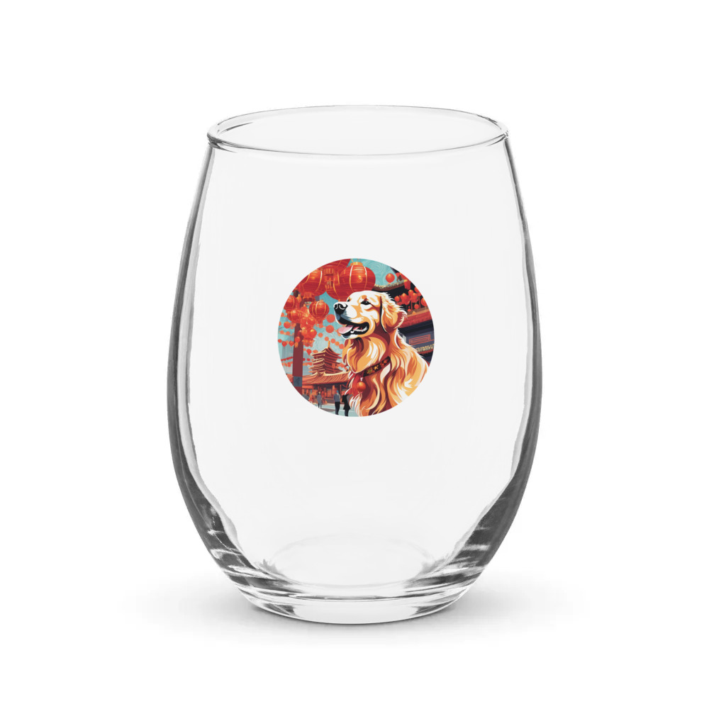 PugMug Custom Golden Retriever Stemless Wine Glass