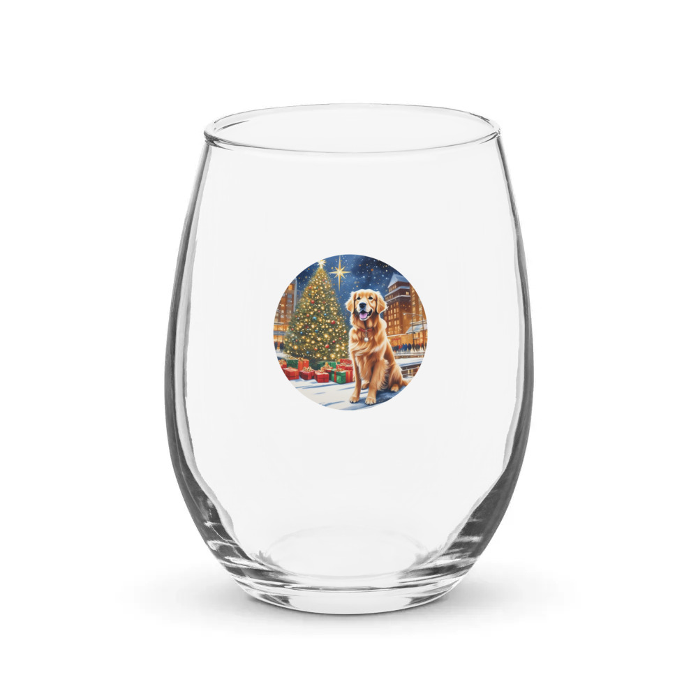 PugMug Custom Golden Retriever Stemless Wine Glass