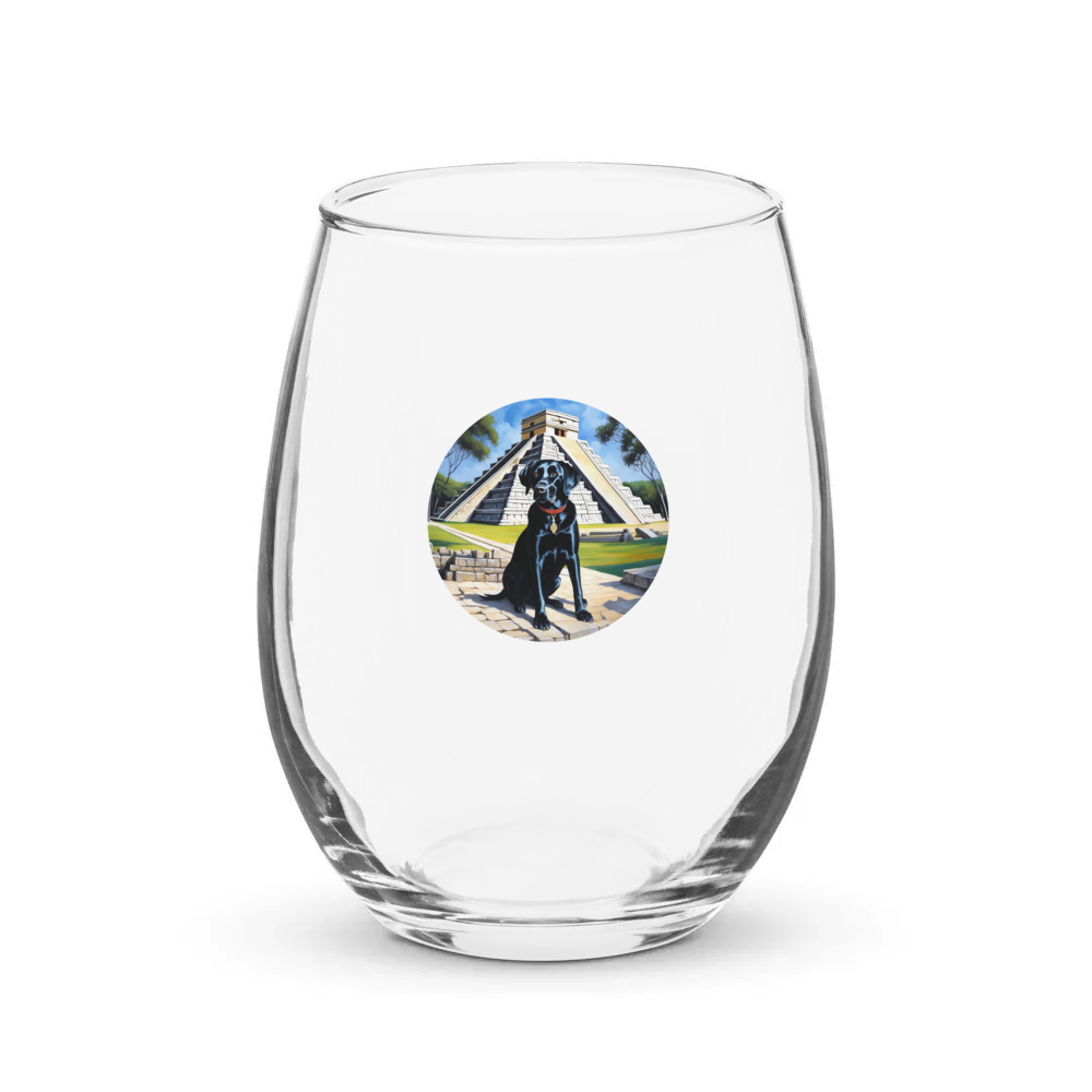 PugMug Custom Black Labrador Retriever Stemless Wine Glass
