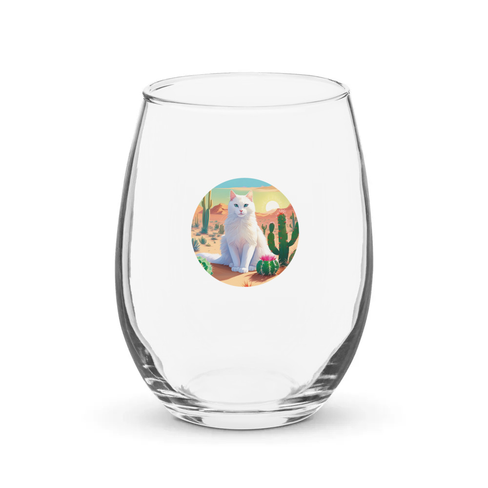 PugMug Custom White Companion Cat Stemless Wine Glass