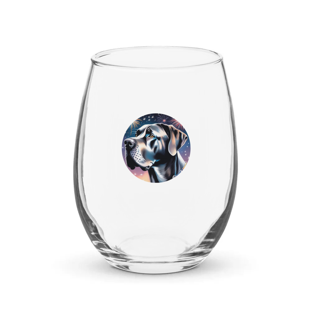 PugMug Custom Great Dane Stemless Wine Glass