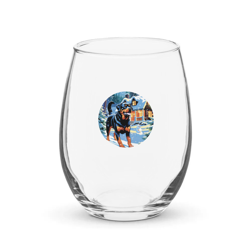 PugMug Custom Rottweiler Stemless Wine Glass