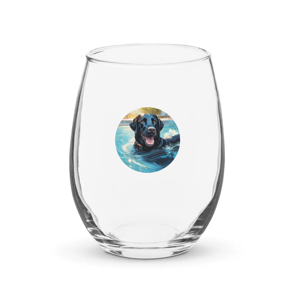 PugMug Custom Black Labrador Retriever Stemless Wine Glass