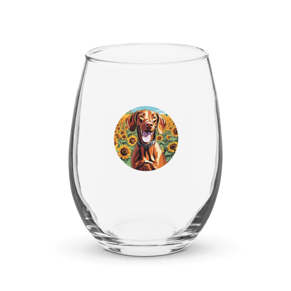 PugMug Custom Vizsla Stemless Wine Glass
