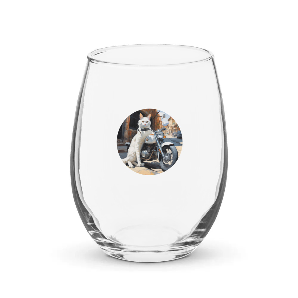 PugMug Custom White Companion Cat Stemless Wine Glass