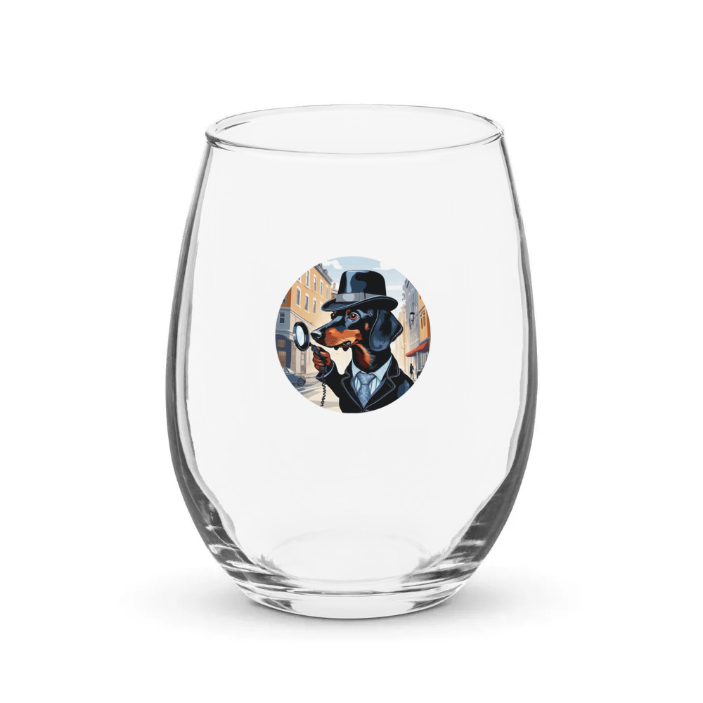 PugMug Custom Black Dachshund Stemless Wine Glass