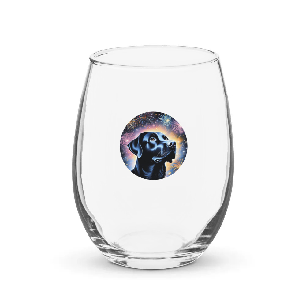 PugMug Custom Black Labrador Retriever Stemless Wine Glass