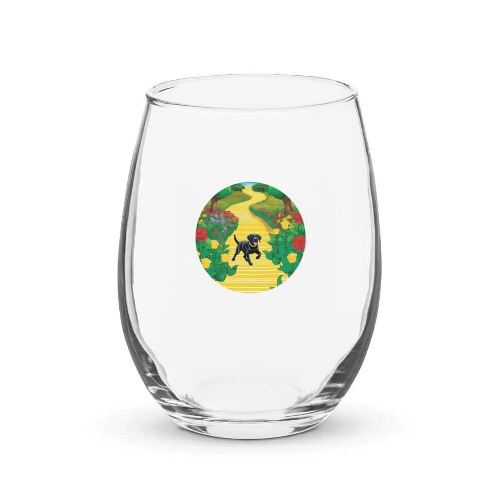PugMug Custom Black Labrador Retriever Stemless Wine Glass