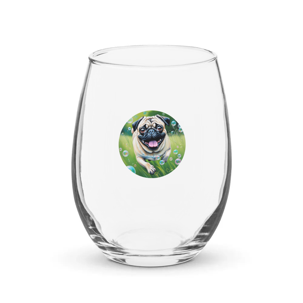 PugMug Custom Pug Stemless Wine Glass
