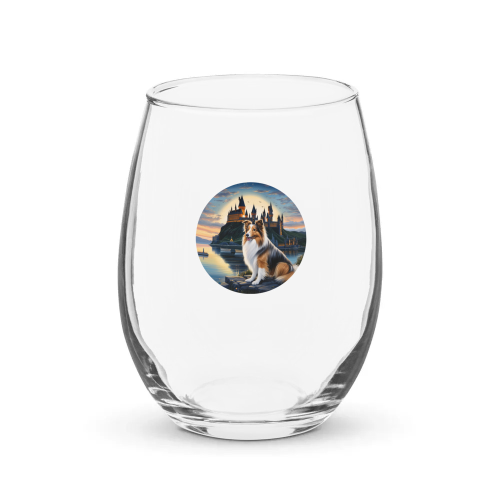 PugMug Custom Shetland Sheepdog Stemless Wine Glass