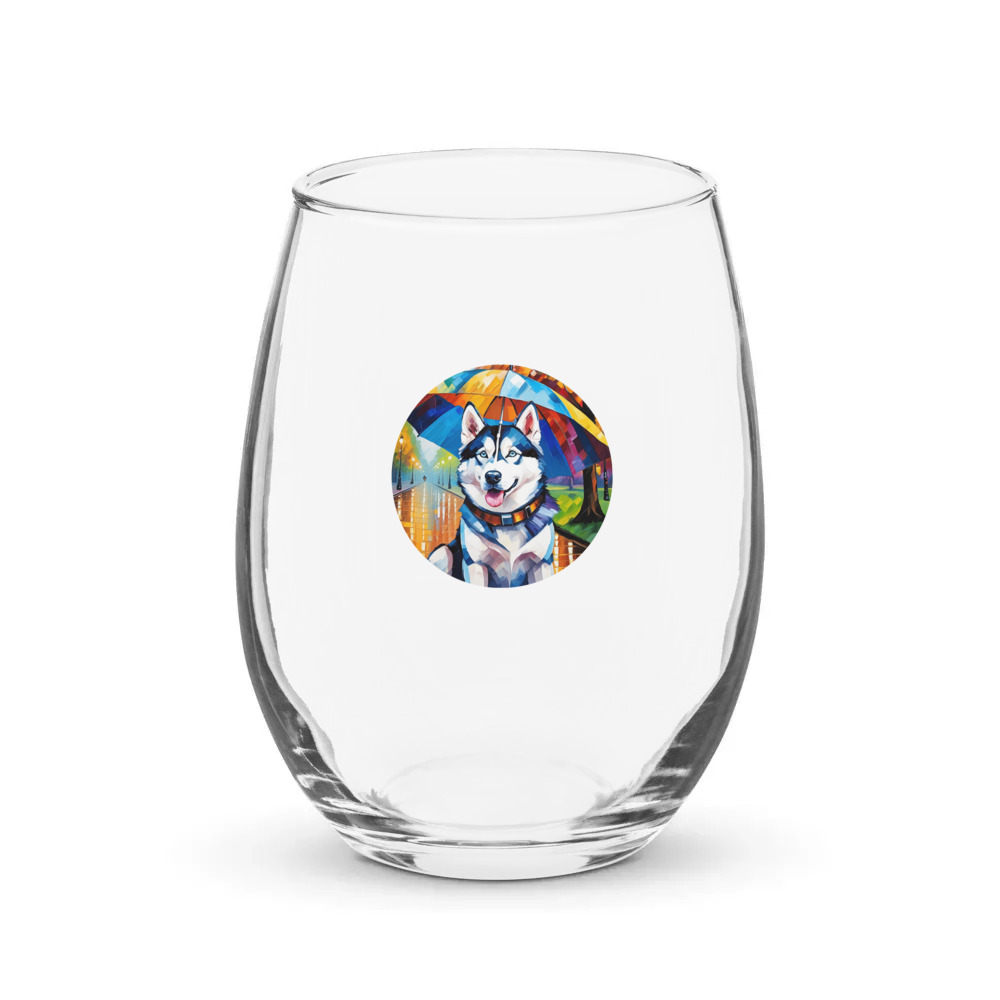 PugMug Custom Siberian Husky Stemless Wine Glass