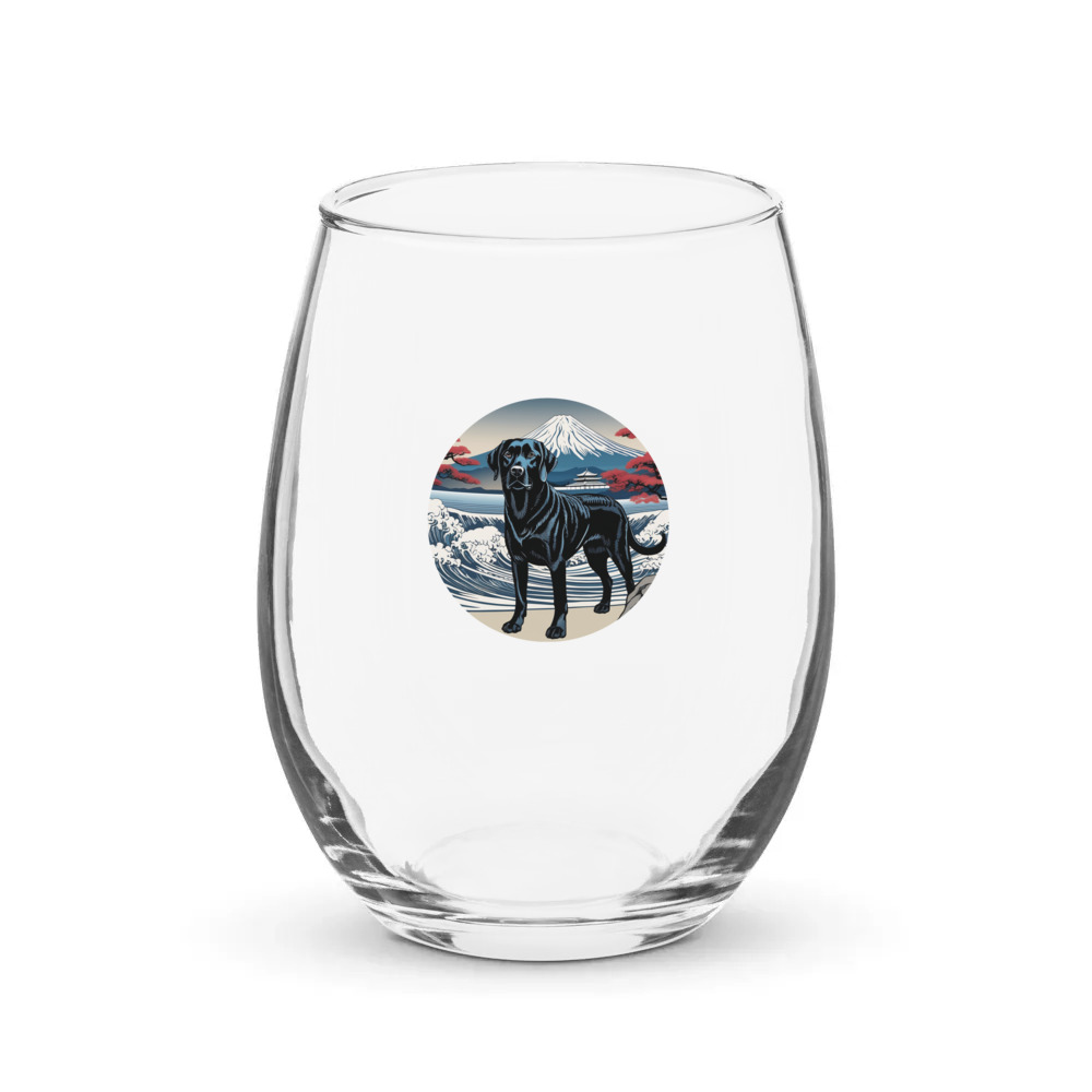 PugMug Custom Black Labrador Retriever Stemless Wine Glass