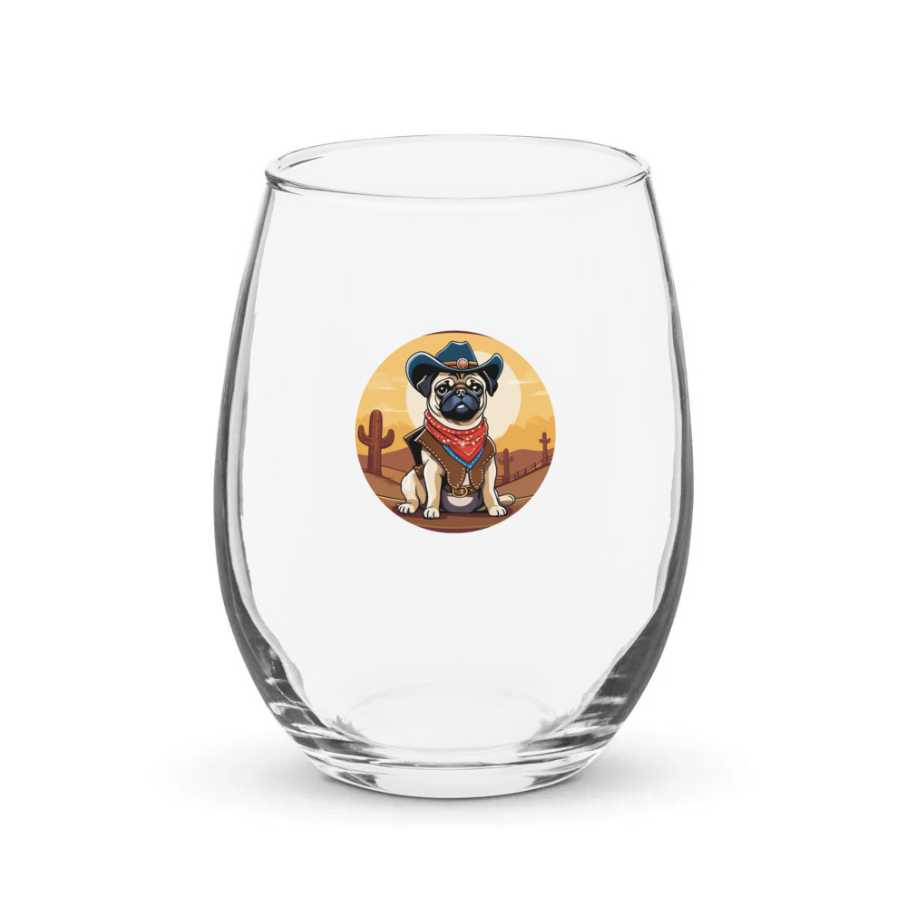PugMug Custom Pug Stemless Wine Glass