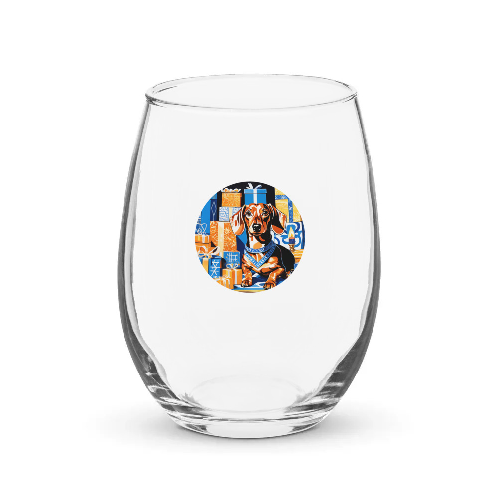 PugMug Custom Tan Dachshund Stemless Wine Glass