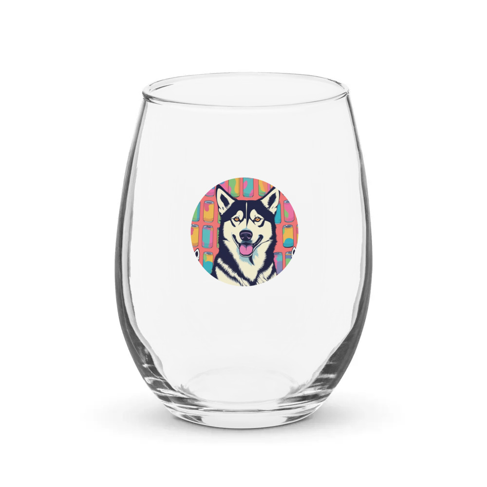 PugMug Custom Siberian Husky Stemless Wine Glass