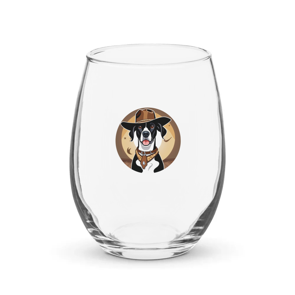 PugMug Custom Pointer Dog Stemless Wine Glass