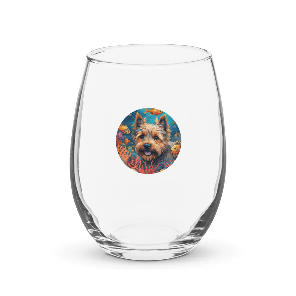 PugMug Custom Cairn Terrier Stemless Wine Glass