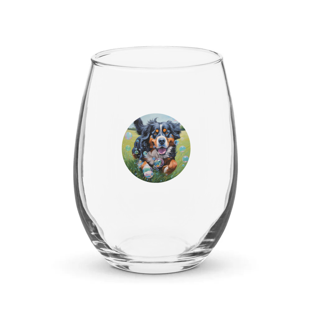 PugMug Custom Bernese Mountain Dog Stemless Wine Glass