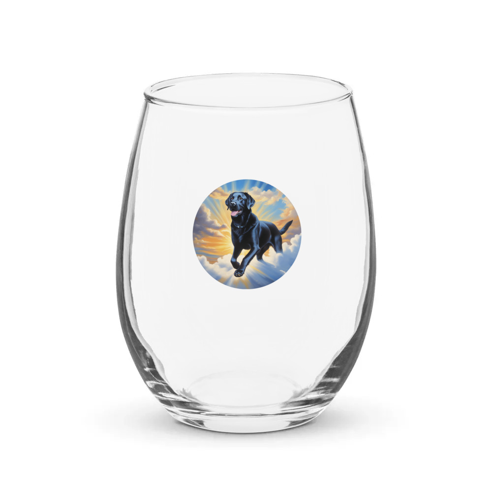 PugMug Custom Black Labrador Retriever Stemless Wine Glass