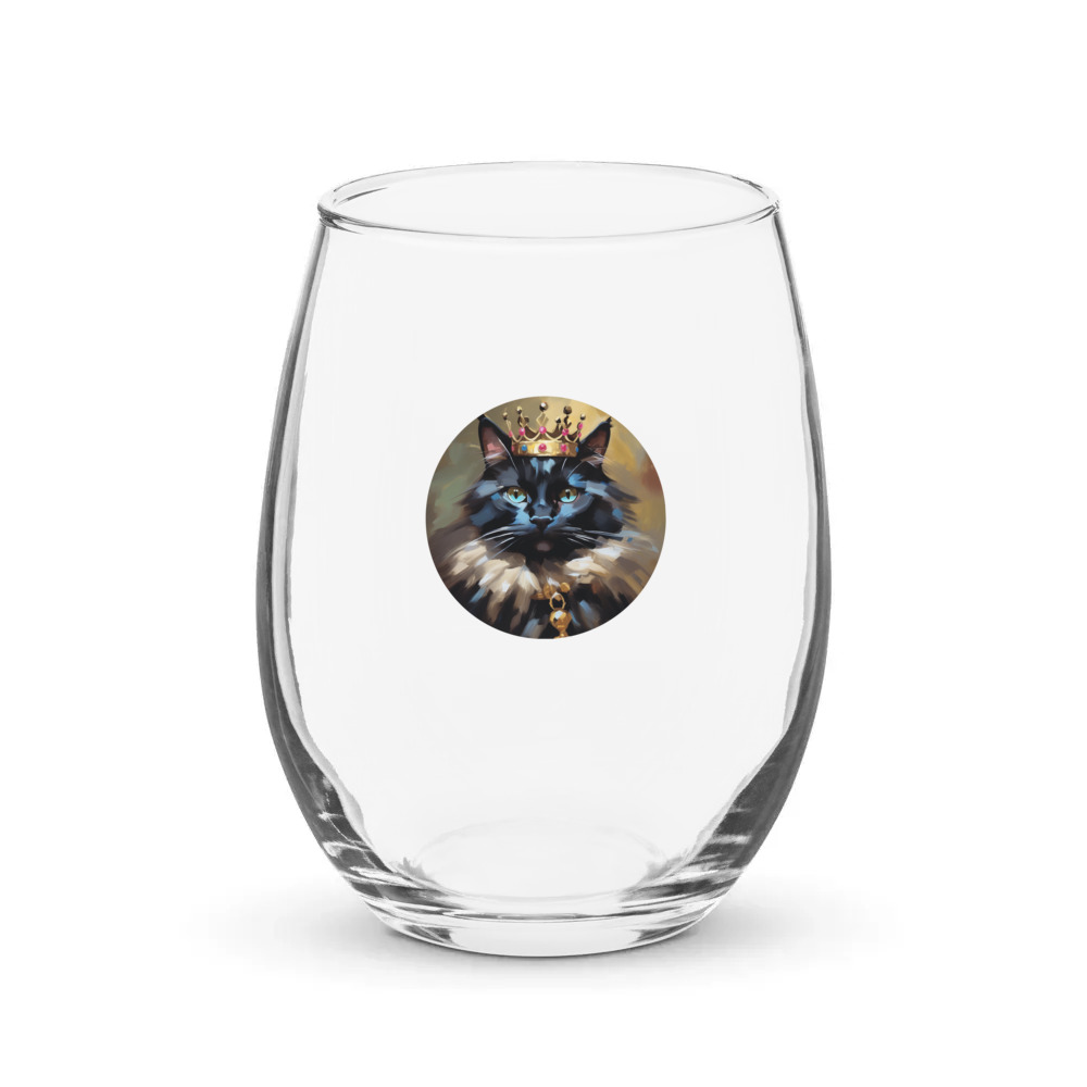 PugMug Custom Black Ragdoll Cat Stemless Wine Glass