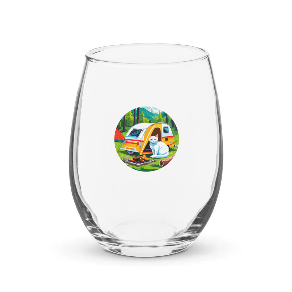 PugMug Custom White Companion Cat Stemless Wine Glass
