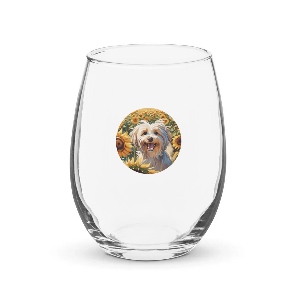 PugMug Custom Tan Havanese Dog Stemless Wine Glass