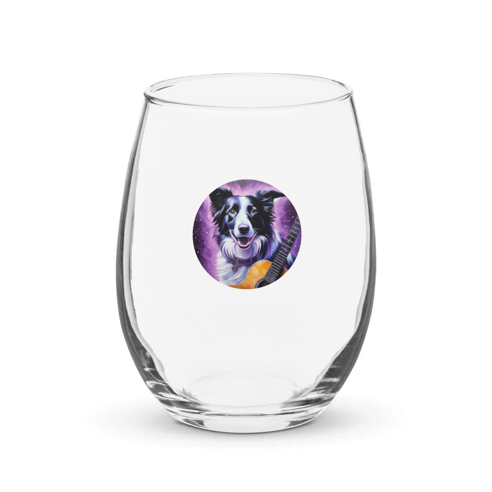 PugMug Custom Border Collie Stemless Wine Glass