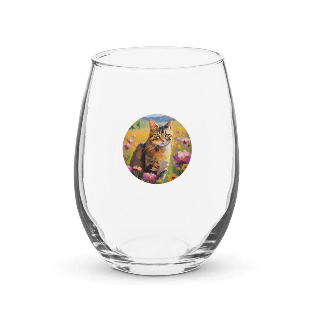 PugMug Custom Tabby Exotic Cat Stemless Wine Glass